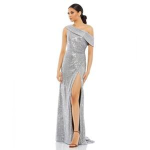 Ieena for Mac Duggal One-Shoulder Sequin Gown